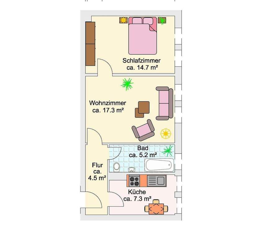 Direkt einziehen!! 2 Zimmer + separate Küche mit Einbauküche + Tageslichtbad mit Wanne 2 zimmer