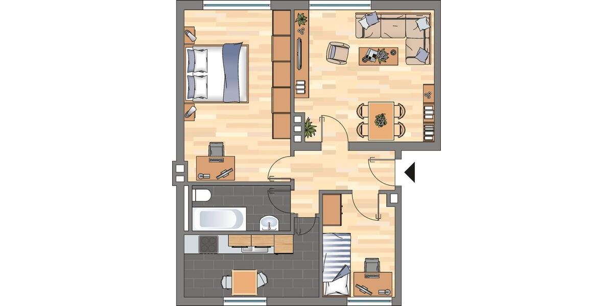 Etagenwohnung Kiel Gaarden-Ost - 2 Zimmer, 58 m&sup2;, 579&euro; | Angebot:26447250