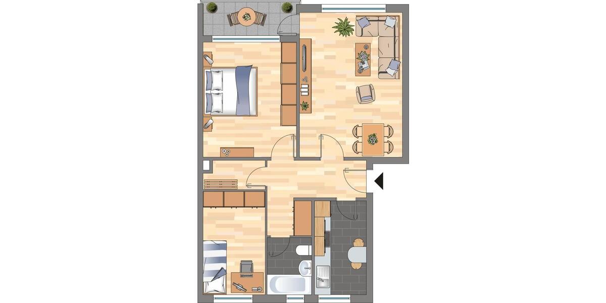 Erdgeschoßwohnung Melsdorf - 3 Zimmer, 66 m&sup2;, 619&euro; | Angebot:26652630