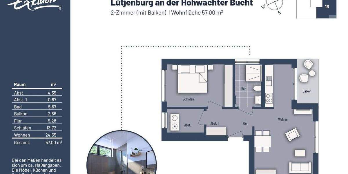 Etagenwohnung Lütjenburg - 2 Zimmer, 57 m&sup2;, 259.000&euro; | Angebot:25745268