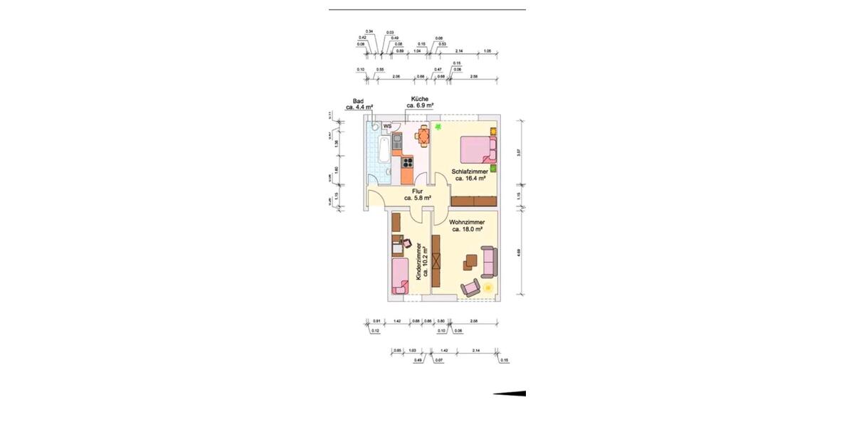 Etagenwohnung Kiel Blücherplatz - 3 Zimmer, 62 m&sup2;, 750&euro; | Angebot:26303088