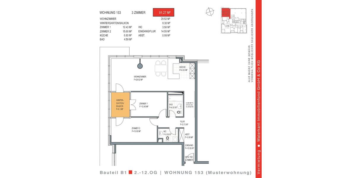 Etagenwohnung Kiel Gaarden-Ost - 3 Zimmer, 92 m&sup2;, 1.555&euro; | Angebot:26717219