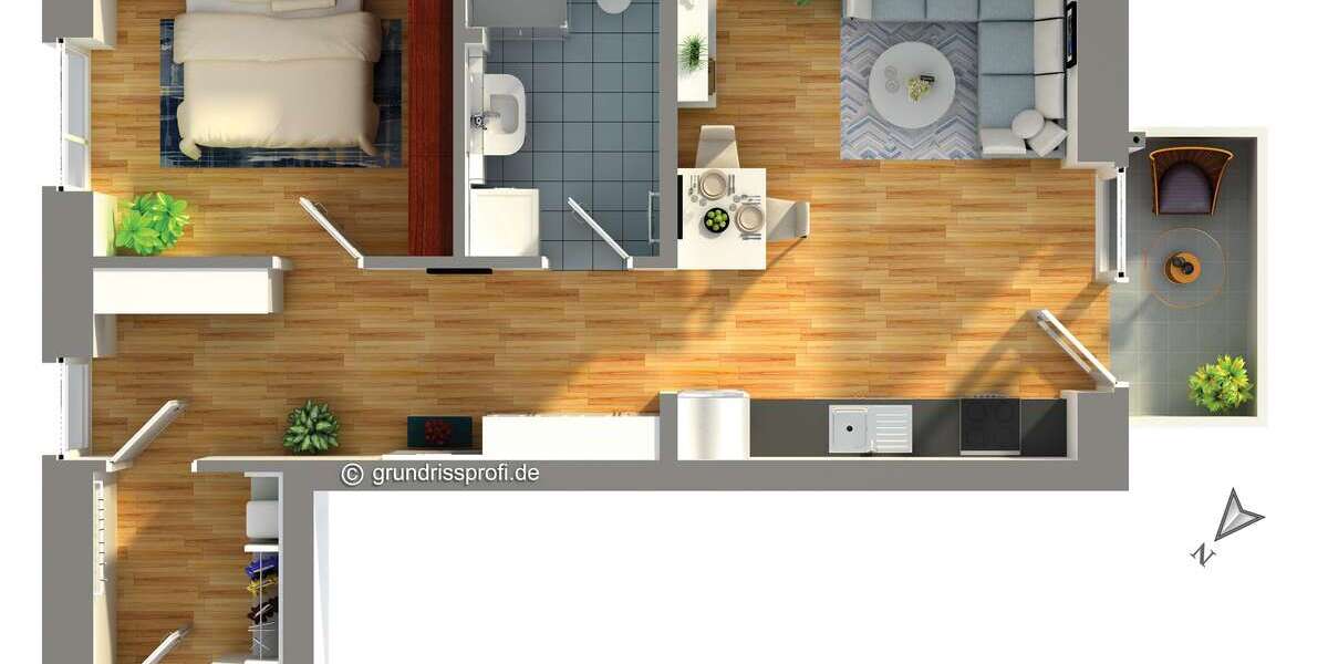Etagenwohnung Kiel Ravensberg - 2 Zimmer, 55 m&sup2;, 950&euro; | Angebot:26795455