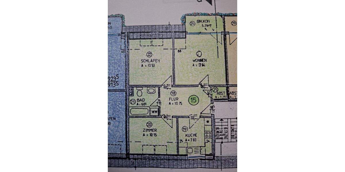 Etagenwohnung Neumünster Innenstadt - 3 Zimmer, 71 m&sup2;, 155.000&euro; | Angebot:25176427