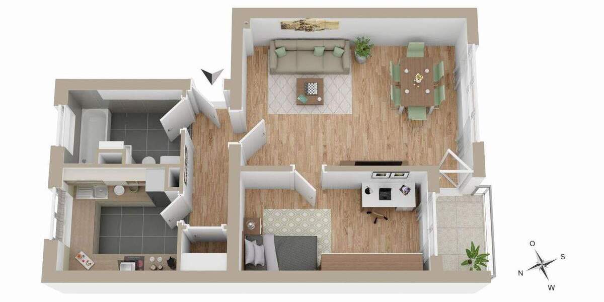 Etagenwohnung Kiel Wellsee - 2 Zimmer, 54 m&sup2;, 135.000&euro; | Angebot:24775751