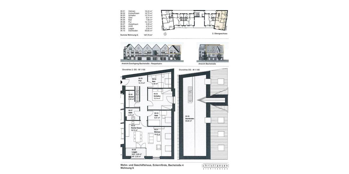 Dachgeschoßwohnung Eckernförde - 4 Zimmer, 148 m&sup2;, 2.000&euro; | Angebot:21384515