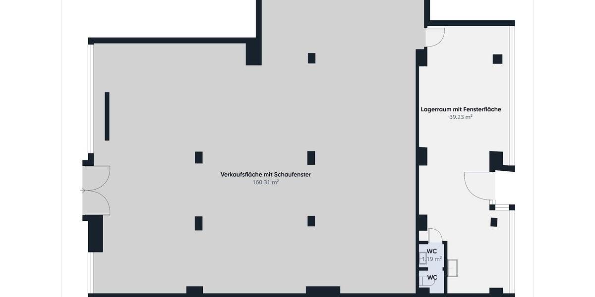 Große Ladenfläche mit breiter Fensterfront zimmer