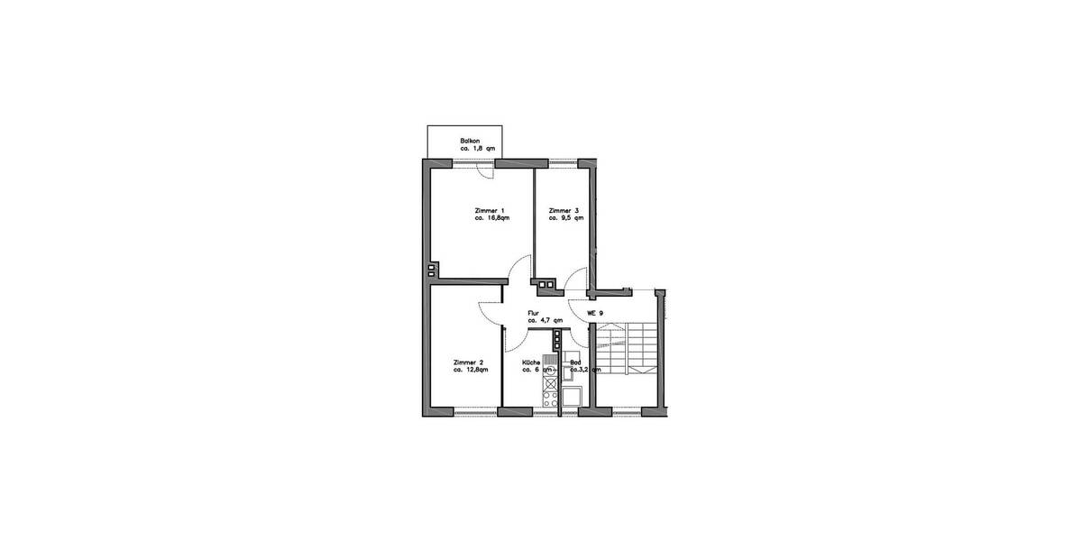 Etagenwohnung Kiel Südfriedhof - 3 Zimmer, 54 m&sup2;, 145.900&euro; | Angebot:26511676