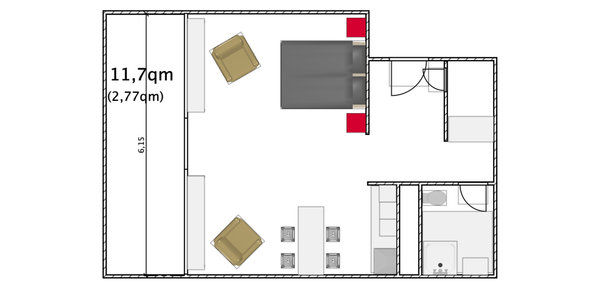 Etagenwohnung Kiel Friedrichsort - 1 Zimmer, 44 m&sup2;, 195.000&euro; | Angebot:24778036