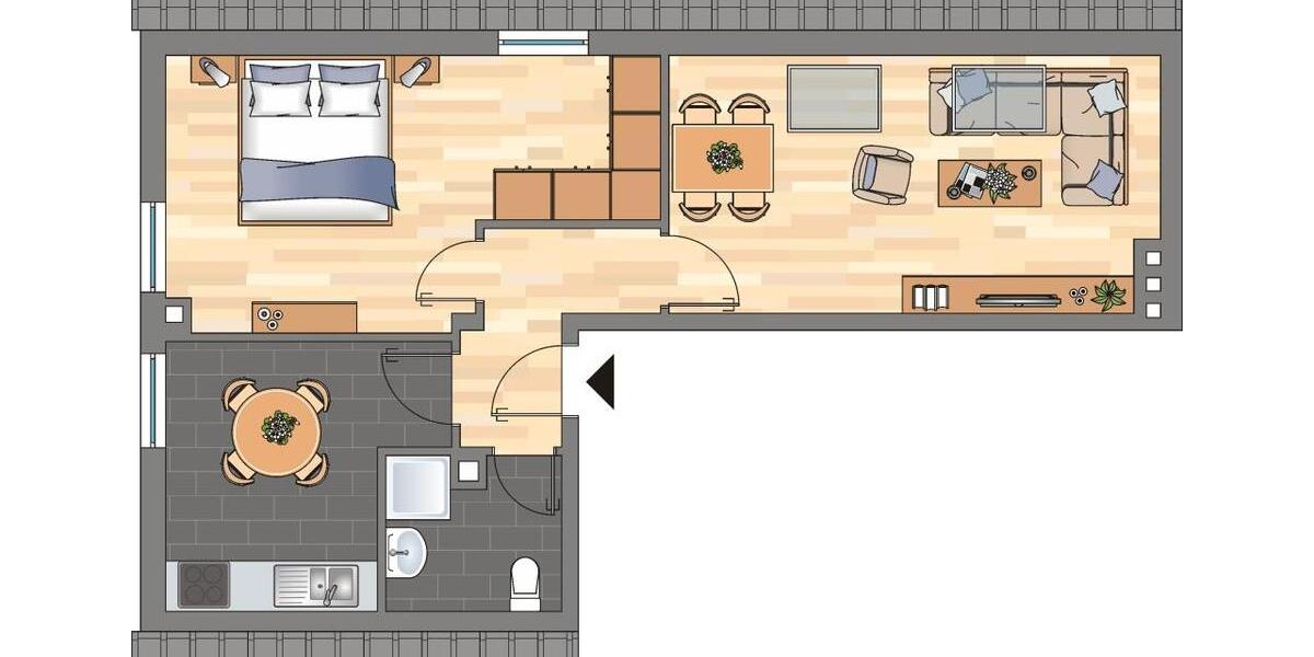 Dachgeschoßwohnung Kiel Gaarden-Ost - 2 Zimmer, 46 m&sup2;, 415&euro; | Angebot:24507544