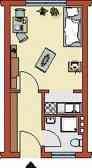 Etagenwohnung Kiel Ravensberg - 1 Zimmer, 25 m&sup2;, 447&euro; | Angebot:26473061