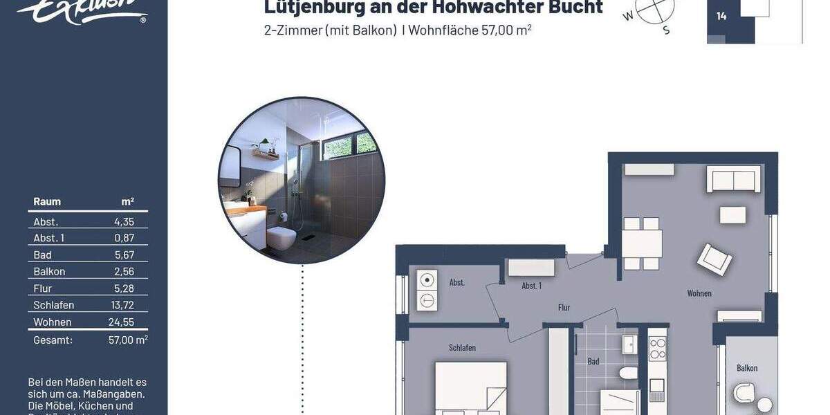 Etagenwohnung Lütjenburg - 2 Zimmer, 57 m&sup2;, 259.000&euro; | Angebot:25745276