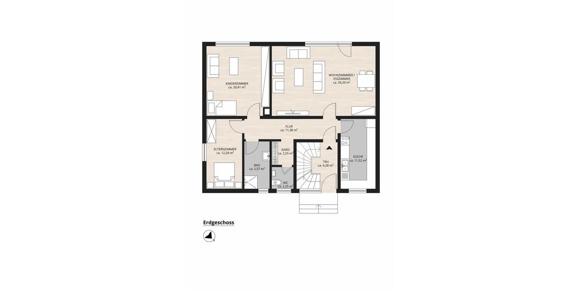 Erdgeschoßwohnung Loose - 3.5 Zimmer, 100 m&sup2;, 1.540&euro; | Angebot:26656595
