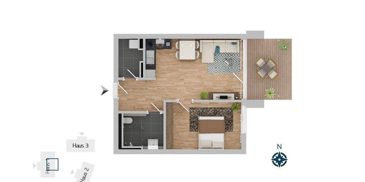 Etagenwohnung Eckernförde - 2 Zimmer, 53 m&sup2;, 289.000&euro; | Angebot:25780066