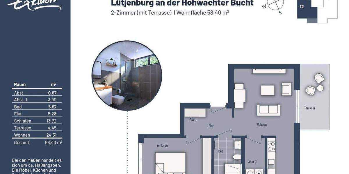 Etagenwohnung Lütjenburg - 2 Zimmer, 58 m&sup2;, 265.000&euro; | Angebot:25800092
