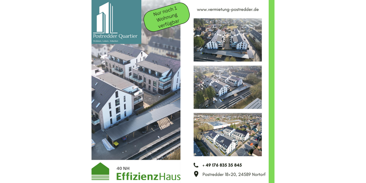 Wohnung zum Mieten in Nortorf 762,21 € 56.46 m² 2 zimmer