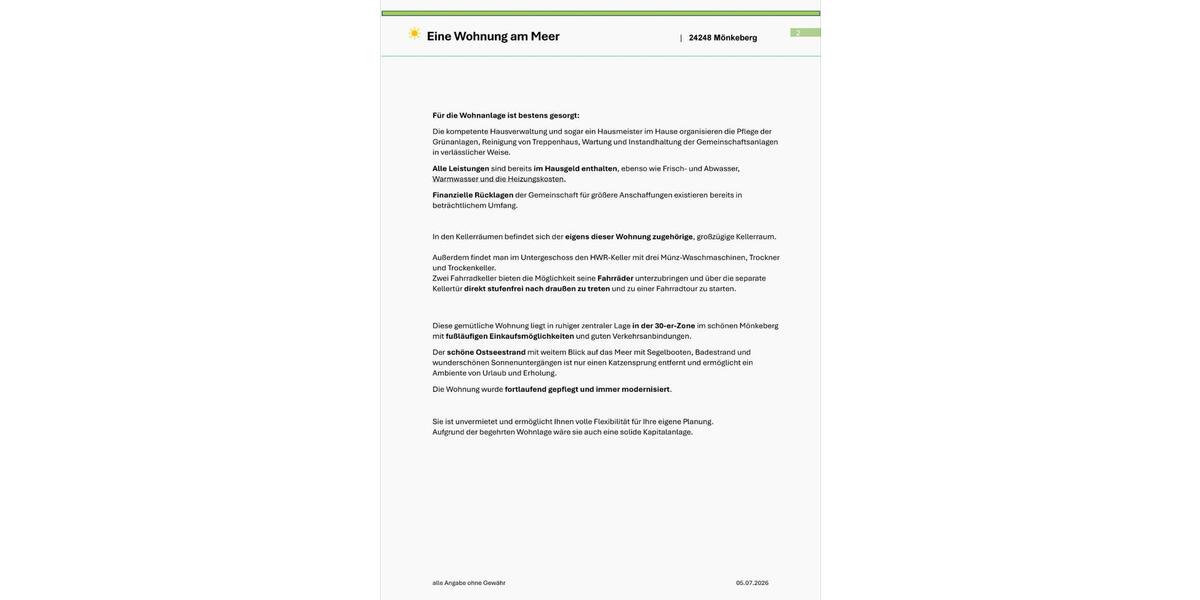 Maisonettenwohnung Mönkeberg - 2 Zimmer, 51 m&sup2;, 249.000&euro; | Angebot:27120199