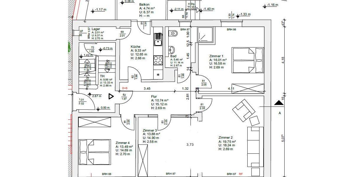 Hochparterre Eckernförde - 4 Zimmer, 91 m&sup2;, 1.210&euro; | Angebot:26143399