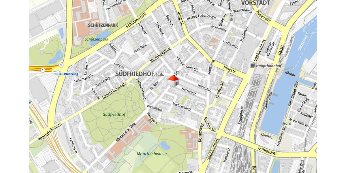 Etagenwohnung Kiel Südfriedhof - 2 Zimmer, 46 m&sup2;, 420&euro; | Angebot:26305740