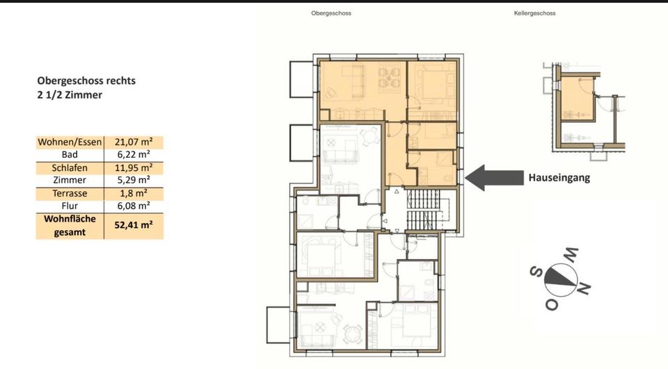 Etagenwohnung Schönkirchen - 2.5 Zimmer, 52 m&sup2;, 1.390&euro; | Angebot:25569476