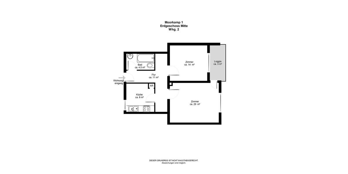 Erdgeschoßwohnung Kiel Wik - 2 Zimmer, 60 m&sup2;, 592&euro; | Angebot:26060883