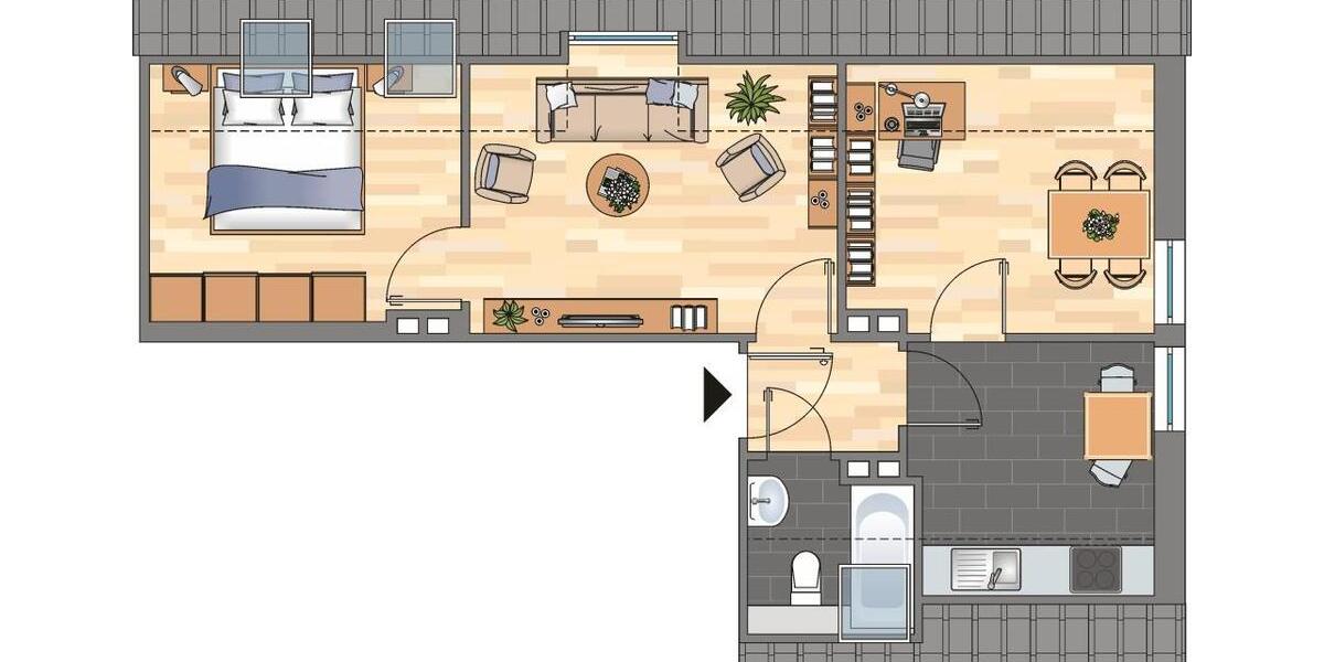Dachgeschoßwohnung Kiel Gaarden-Ost - 2.5 Zimmer, 43 m&sup2;, 439&euro; | Angebot:26652629
