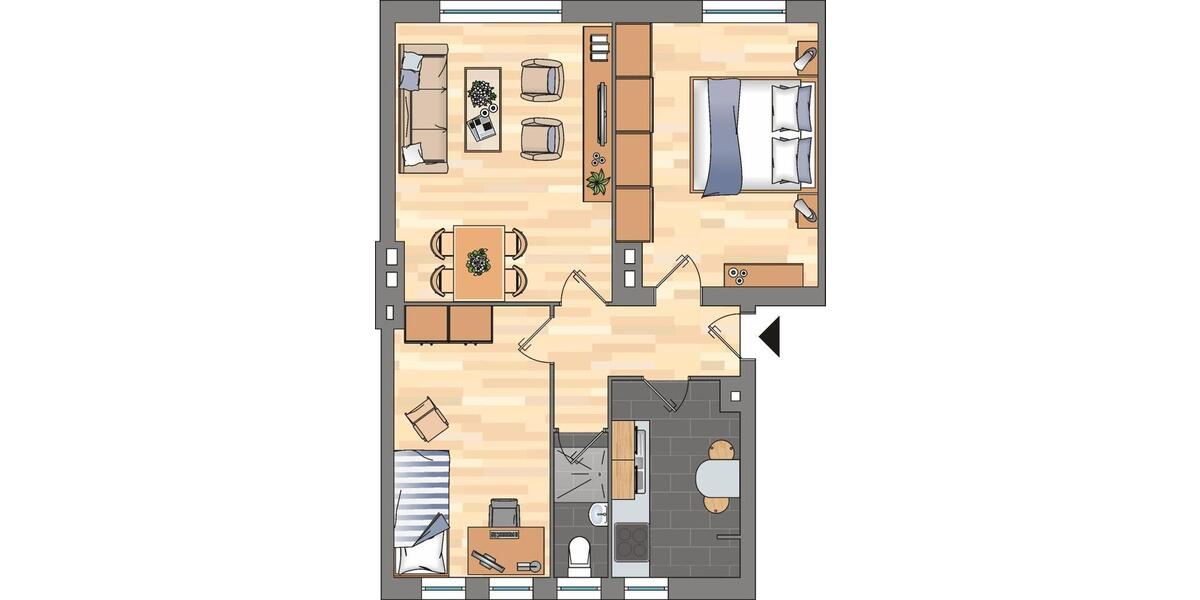 Erdgeschoßwohnung Kiel Gaarden-Ost - 2.5 Zimmer, 50 m&sup2;, 519&euro; | Angebot:25552002