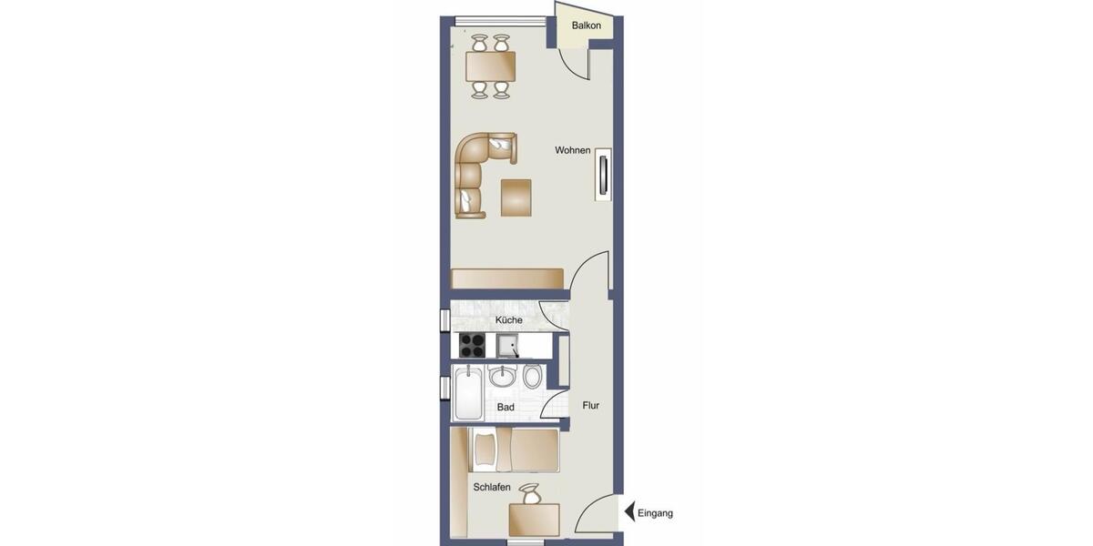 Etagenwohnung Kiel Neumühlen-Dietrichsdorf - 2 Zimmer, 45 m&sup2;, 605&euro; | Angebot:26291922