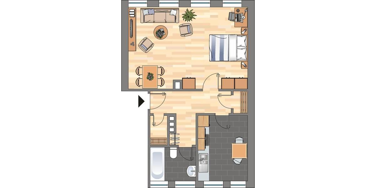 Etagenwohnung Kiel Gaarden-Ost - 1 Zimmer, 50 m&sup2;, 469&euro; | Angebot:26672363