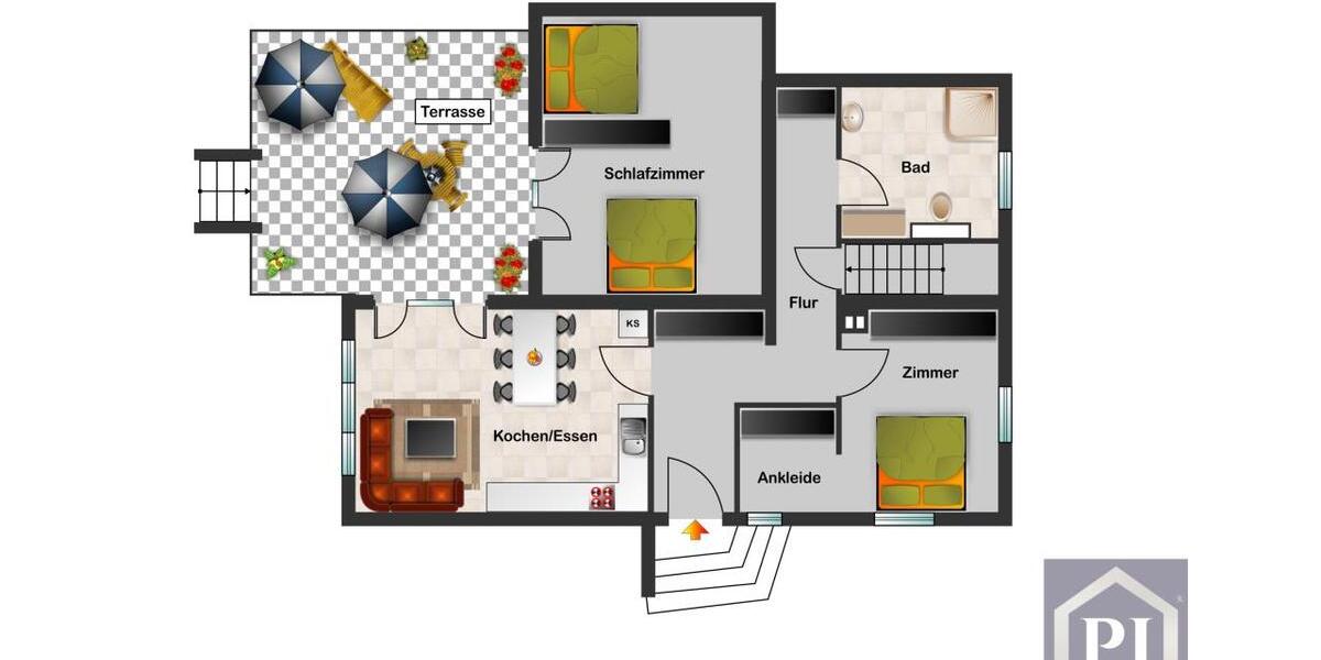 Erdgeschoßwohnung Kiel Friedrichsort - 3 Zimmer, 72 m&sup2;, 1.820&euro; | Angebot:23620801