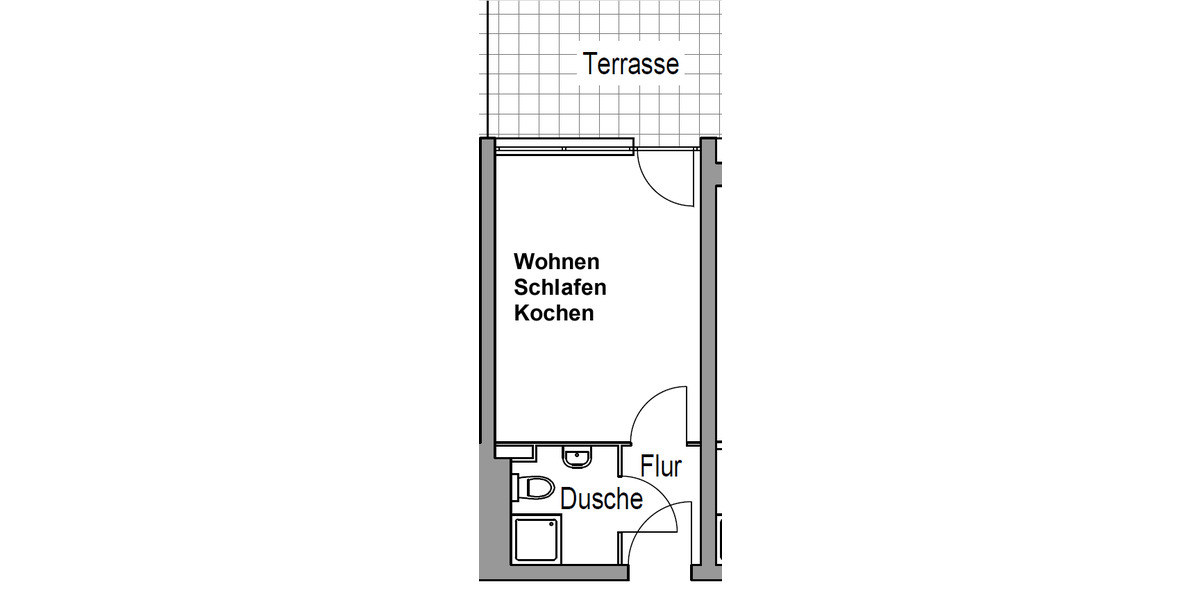 Erdgeschoßwohnung Kiel Neumühlen-Dietrichsdorf - 1 Zimmer, 20 m&sup2;, 216&euro; | Angebot:24568296