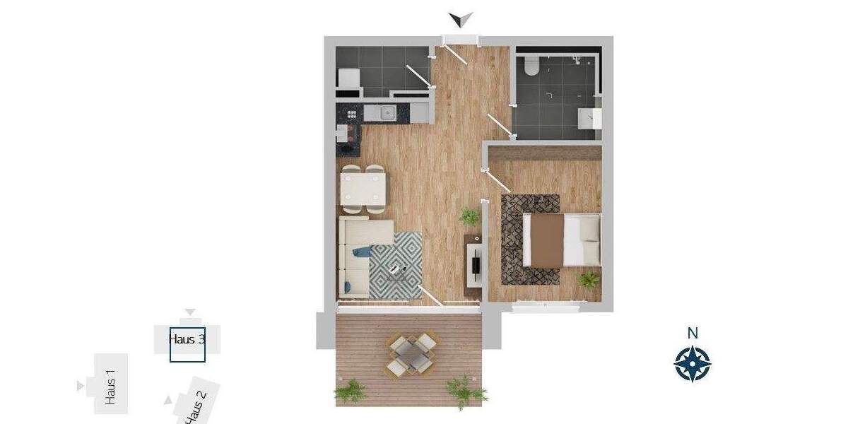 Etagenwohnung Eckernförde - 2 Zimmer, 52 m&sup2;, 298.000&euro; | Angebot:25744781