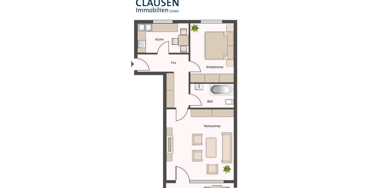 Etagenwohnung Neumünster Innenstadt - 2 Zimmer, 60 m&sup2;, 109.000&euro; | Angebot:26572692